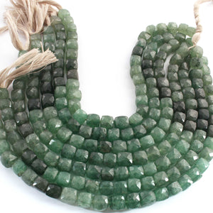 1  Strand Green Strawberry Faceted  Briolettes - Cube Shape  Briolettes - 8mm-9mm - 10.5 Inches BR02619 - Tucson Beads