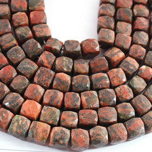 1 Strand Unakite Faceted  Briolettes - Cube Shape  Briolettes 7mmx8mm 8 Inches BR02603 - Tucson Beads