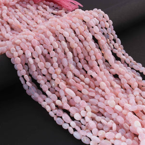 1 Long Strands Pink Opal Smooth Oval Shape Briolettes - Pink Opal Oval Beads - 5mmx5mm-12mmx6mm -12 inches BR02279 - Tucson Beads