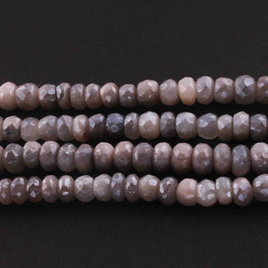 1 Strand Gray Moonstone Silver Coated  Faceted Rondelles  - Gemstone Rondelles  8mm-9mm 14 Inches BR0666 - Tucson Beads