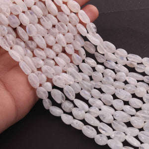 1  Long Strand White Rainbow Moonstone Smooth Briolettes  -Oval Shape Briolettes  7mmx7mm - 17mmx10mm -18 Inches BR02281 - Tucson Beads