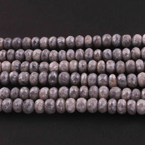 1 Strand Gray Moonstone Silver Coated  Faceted Rondelles  - Gemstone Rondelles  7mm  15.5 Inches BR0672 - Tucson Beads