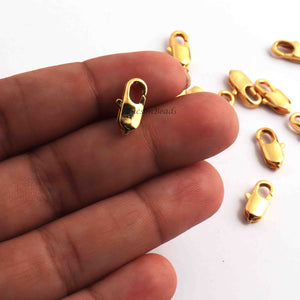 25 Pcs Copper Pendant Clasp Antique 24k Gold  Plated Lock Pendant Hook -Necklace Pendant Hooks - 12mmx6mm GPC043 - Tucson Beads