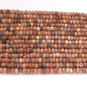 1 Strand Shaded Chocolate Moonstone Silver Coated Faceted Rondelles - Roundel Beads 6mm-7mm 13 Inches BR402 - Tucson Beads