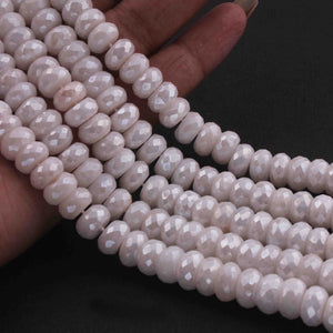 1 Strand White Silverite  Faceted Rondelles  - Gemstone Rondelles  9mm  16 Inches BR0665 - Tucson Beads