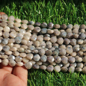 1  Strand Blue & White Silverite Faceted Briolettes  -Heart Shape Briolettes  - 8mm-9mm -8 Inches BR0312 - Tucson Beads