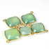 5 Pcs Aqua Chalcedony 24k Gold Plated Faceted Cushion Shape Double Bail Connector - 26mmx19mm PC543