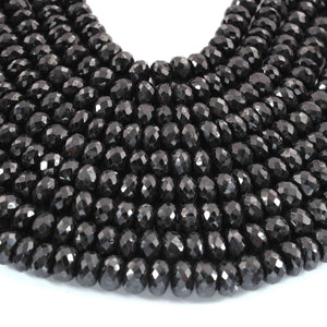 1 Long Strand Black Onyx Faceted Rondelles - Rondelles Beads - Black Onyx Beads  9mm 8.5 Inches BR01850 - Tucson Beads