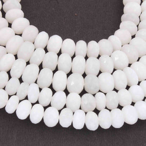 1 Strand White Moonstone  Faceted Roundel Beads,Semi Precious Beads,Gemstone Beads 9mm-10mm 14 inch BR884 - Tucson Beads