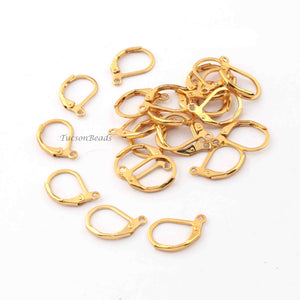 12  Pairs Copper Leverback Earwires Earring Hoops Earring hoops 24k Gold Plated  -Hoops Earring - 16mmx11mm GPC034 - Tucson Beads