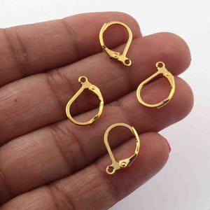 12  Pairs Copper Leverback Earwires Earring Hoops Earring hoops 24k Gold Plated  -Hoops Earring - 16mmx11mm GPC034 - Tucson Beads