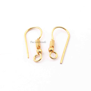 12 Pairs Copper Earring Hooks Wires Earring Hooks 24k Gold Plated  -Hooks Earring - 22mmx10mm GPC020 - Tucson Beads