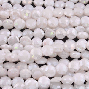 1 Strand White Silverite Stone  Faceted Coin Briolettes,,Gemstone Briolettes 9mm 15 inch BR908 - Tucson Beads