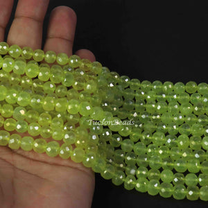 1 Strand Green Chalcedony Faceted Roundels - Green Chalcedony Roundels  Beads 8mm - 9.5 Inches BR3075 - Tucson Beads