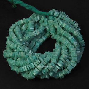 1 Long Strand Amazonite Heshi Smooth Briolettes  -Square Shape  Briolettes  5mm- 16 Inches BR2206 - Tucson Beads
