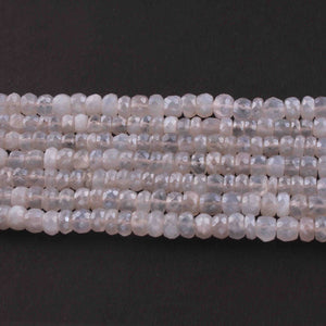 1 Long Strand  White Silverite Faceted Rondelles -Round Shape Roundels 6mm-7mm 14 Inches BR0681 - Tucson Beads