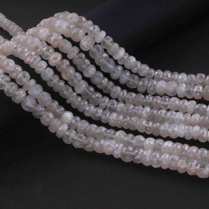 1 Long Strand  White Silverite Faceted Rondelles -Round Shape Roundels 6mm-7mm 14 Inches BR0681 - Tucson Beads