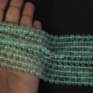 1 Strand Aqua Chalcedony Smooth Roundels - Aqua Chalcedony Roundels  Beads 7mm - 8 Inches BR2223 - Tucson Beads