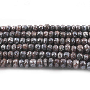 1 Strand Gray Moonstone Silver Coated  Faceted Rondelles  - Gemstone Rondelles  8mm-9mm  14 Inches BR0682 - Tucson Beads