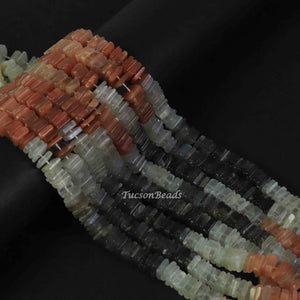 1 Long  Strand Multi Moonstone Heshi Smooth Briolettes  -Square Shape  Briolettes  5mm- 16 Inches BR2216 - Tucson Beads