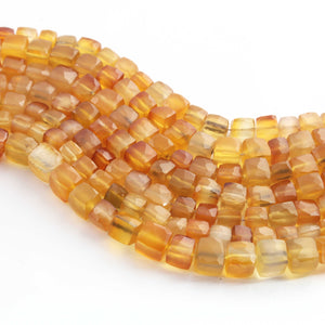 1  Strand Shaded Yellow Quartz Faceted  Briolettes - Cube Shape  Briolettes - 5mmx6mm-7mmx8mm - 8 Inches BR02622 - Tucson Beads