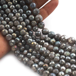 1 Strand Labradorite Silver Coated Best Quality Faceted Round Balls - Faceted Balls Beads - 5mm 10 Inches BR0727 - Tucson Beads