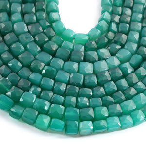 1  Strand Green Onyx Faceted  Briolettes - Cube Shape  Briolettes - 5mm-6mm - 8 Inches BR02615 - Tucson Beads