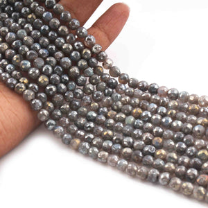 1 Strand Labradorite Silver Coated Best Quality Faceted Round Balls - Faceted Balls Beads   5mm-7mm  10.5 Inches BR0728 - Tucson Beads