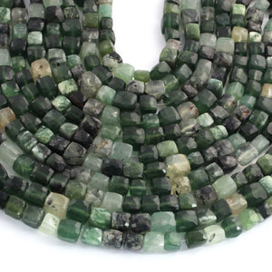 1 Strand Serpentine Faceted Cube Briolettes - Box Shape Beads - 5mmx6mm-7mmx8mm - 8.5 Inches BR02600 - Tucson Beads