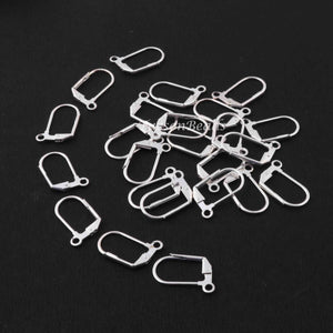 10 Pairs Copper Leverback Earwires Earring Hoops Earring hoops 925 Silver Plated  -Hoops Earring - 19mmx10mm GPC108 - Tucson Beads