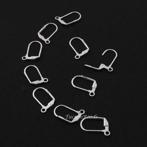 10 Pairs Copper Leverback Earwires Earring Hoops Earring hoops 925 Silver Plated  -Hoops Earring - 19mmx10mm GPC108 - Tucson Beads