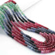 5 Strands Multi Sapphire Precious Necklace  Faceted Rondelle  - Round Shape Rondelles Beads - 3mm-5mm -19 Inches SPB0084 - Tucson Beads