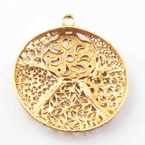 5 Pcs 24k Gold Plated Copper Pendant, Copper Round Pendant, Jewelry Making Tools, 52mmx46mm, gpc1137 - Tucson Beads