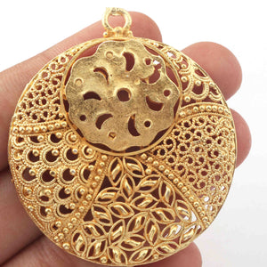 5 Pcs 24k Gold Plated Copper Pendant, Copper Round Pendant, Jewelry Making Tools, 52mmx46mm, gpc1137 - Tucson Beads