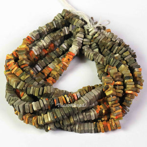 1 Long Strand Jasper Tumbled  Heshi Smooth Briolettes  -Square Shape Briolettes  4mm- 16 Inches BR2256 - Tucson Beads