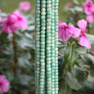 2  Strand Amazonite Faceted Rondelles -Amazonite Round   Roundel Beads 9mm-8mm  9.5  Inches BR0377 - Tucson Beads