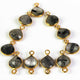 24 Pcs Black Rutile 24k Gold Plated Faceted Heart Shape Gemstone Bezel Connector & Pendant - 17mmx9mm-13mmx9mm  PC514 - Tucson Beads