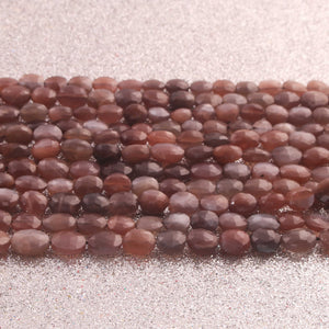 1 Strand Finest Quality Chocolate moonstone silver coated  Faceted Oval Shape Briolettes -Chocolate moonstone Oval Shape Briolettes - 7mm-9mm 13 inches BR0304 - Tucson Beads