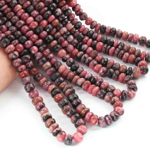 1 Long Strand Rhodochrosite  Round Faceted Rondelles - Round Shape Rondelles  - 7mm - 16 - Inches BR01860 - Tucson Beads