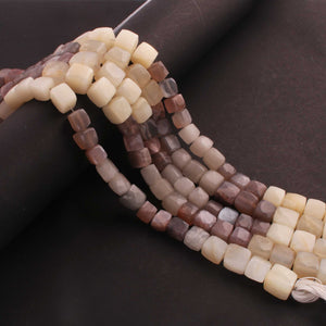 1 Strand Multi Moonstone Faceted Cube Briolettes - Muti Moonstone Box Shape Beads 6mmx6mm-8mmx9mm 8 inches BR02601 - Tucson Beads