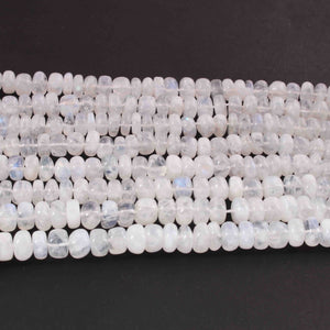 1 Long Strand White Rainbow Moonstone Faceted Rondelles - Round Shape Rondelles - 8mm-9mm -16 Inches BR01875 - Tucson Beads