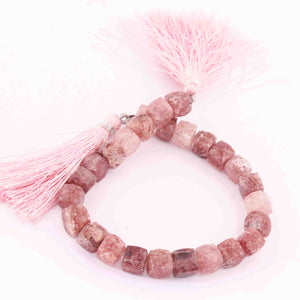 1 Strand Strawberry Quartz Faceted Briolettes -Cube Briolettes 8mmx7mm 8 Inches BR965 - Tucson Beads