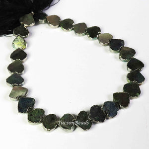 1 Strand  Finest quality mystic Pyrite Briolettes - mystic Pyrite Faceted Heart Shape Beads 9mmx11mm 10 Inches BR3092 - Tucson Beads
