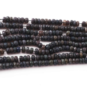 1 Strand Long 100% Natural And Genuine Rare Black  Ethiopian Welo Opal  Faceted Rondelles - 4mm-7mm 18 Inch BRU030 - Tucson Beads