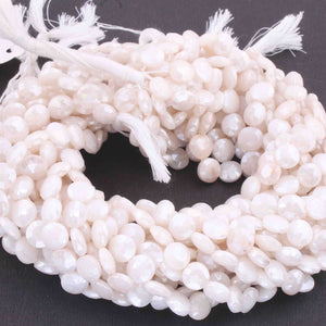1 Strand White Silverite Stone  Faceted Coin Briolettes,,Gemstone Briolettes 9mm 15 inch BR401 - Tucson Beads