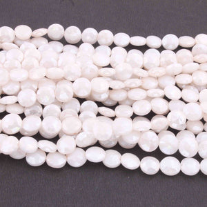 1 Strand White Silverite Stone  Faceted Coin Briolettes,,Gemstone Briolettes 9mm 15 inch BR401 - Tucson Beads
