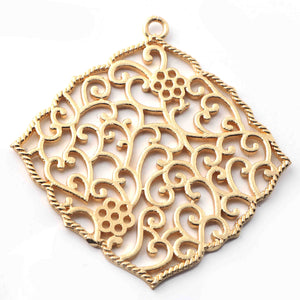 5 Pcs 24k Gold Plated Copper Cushion Pendant, Designer Pendant, Jewelry Making Tools, 50mmx47mm, Gpc1106 - Tucson Beads