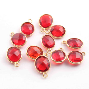 10  Pcs Garnet Hydro Faceted Oval Shape 24k Gold Plated Pendant- 14mmx10mm- pc 663 - Tucson Beads