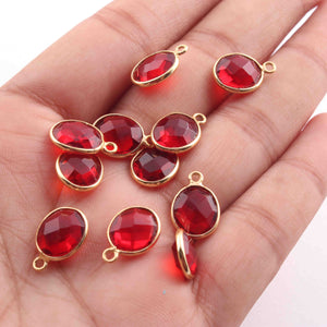 10  Pcs Garnet Hydro Faceted Oval Shape 24k Gold Plated Pendant- 14mmx10mm- pc 663 - Tucson Beads