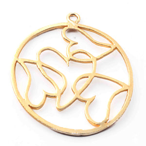 5 Pcs 24k Gold Plated Copper Round Pendant, Round Heart Pendant, Jewelry Making Tools, 39mmx35mm, GPC1104 - Tucson Beads